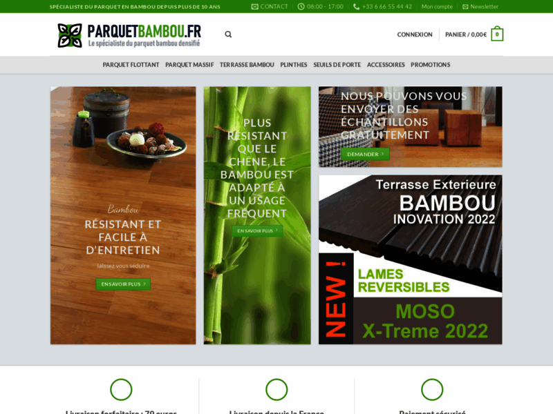 Screenshot du site : Spécialiste du parquet en bambou
