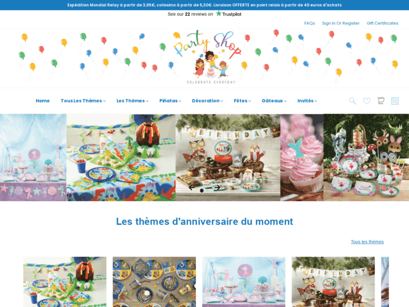 Screenshot du site : Party-shop.fr