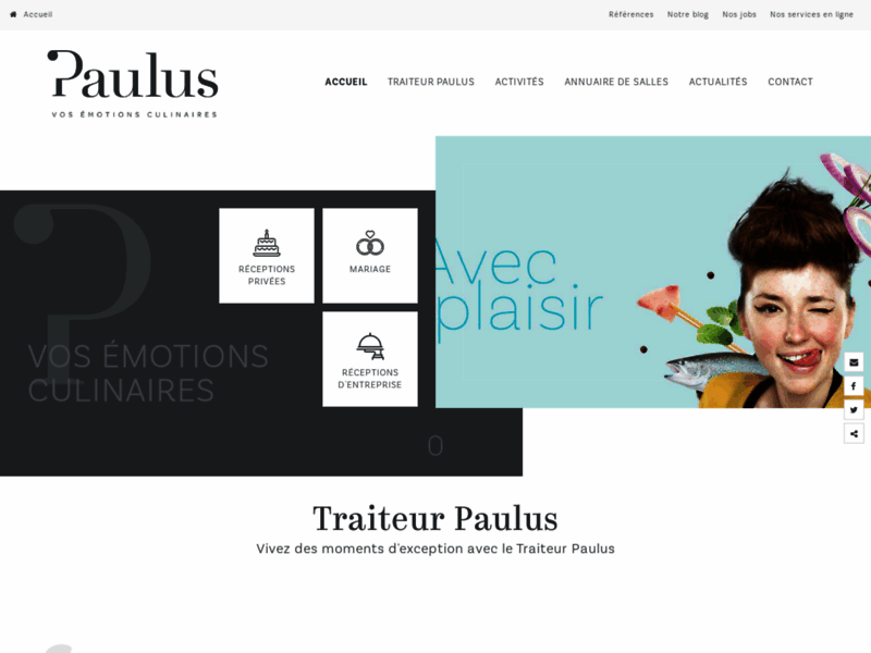 Screenshot du site : Paulus: service traiteur en Belgique