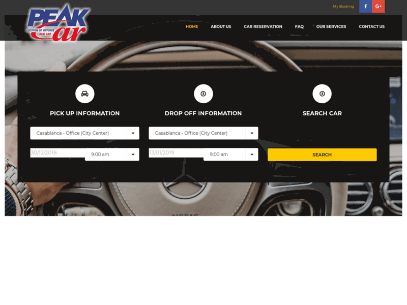Website's screenshot : Car rental in Casablanca.. Peak Car