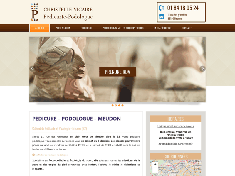 Screenshot du site : Christelle Vicaire, pédicure-podologue à Meudon