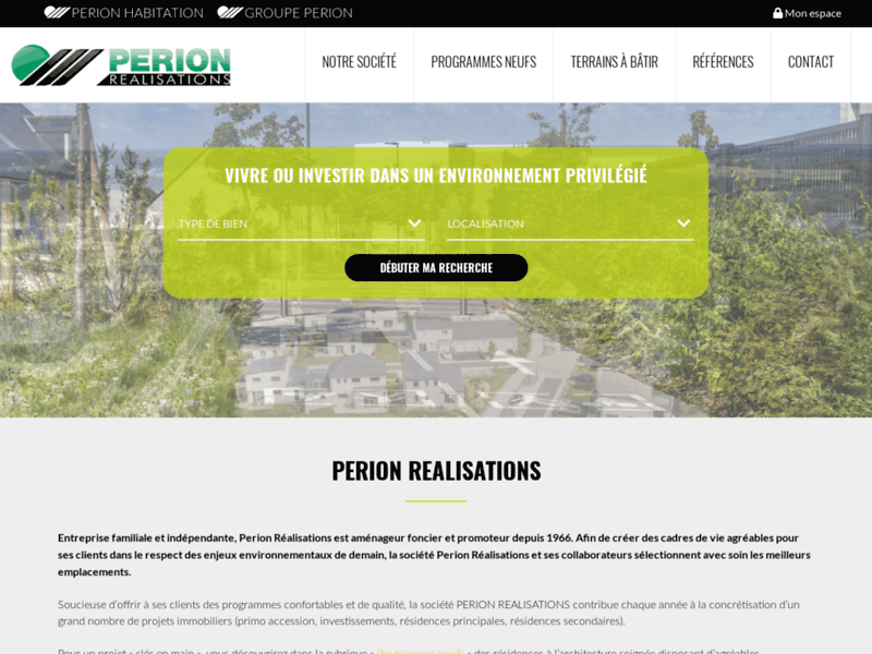 Screenshot du site : Aménageur foncier et promoteur