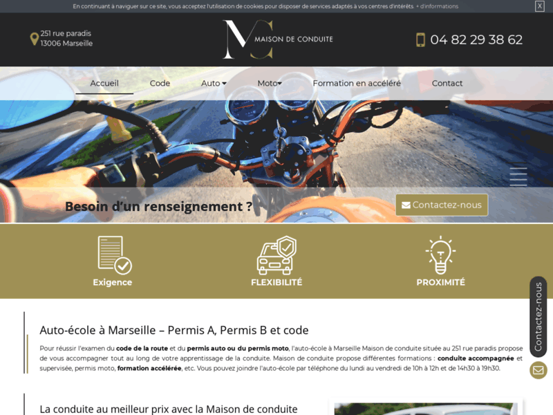 Screenshot du site : Votre permis b à Marseille