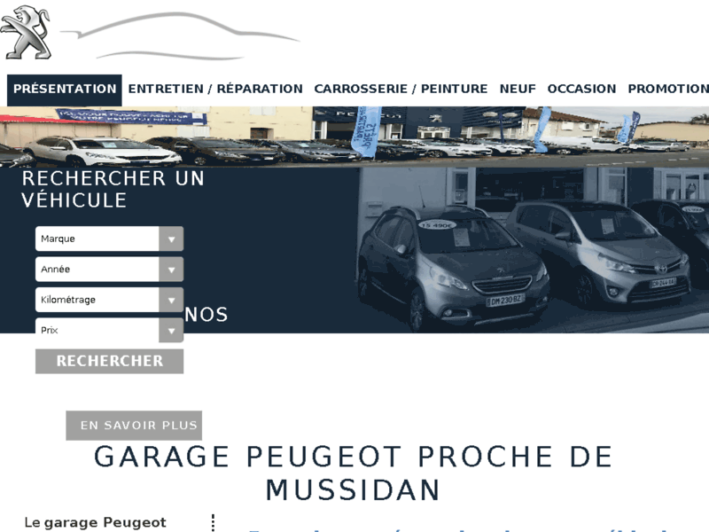 Screenshot du site : Garage avec vente véhicules occasion à Montpon