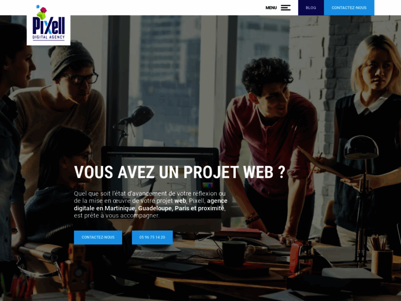 Screenshot du site : Création de site internet en Guadeloupe - Pixell