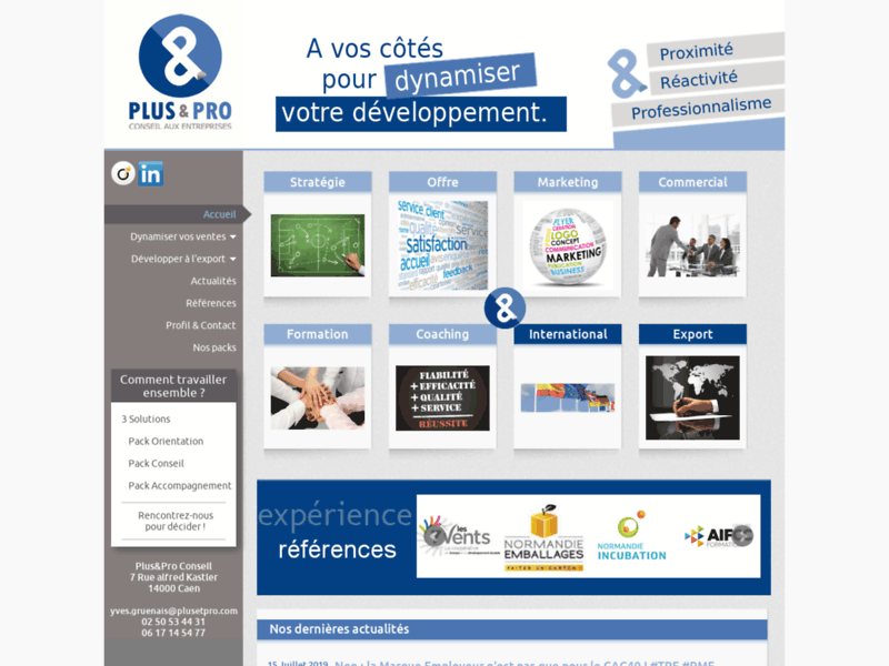 Screenshot du site : Plus&Pro Conseil, développement commercial à Caen