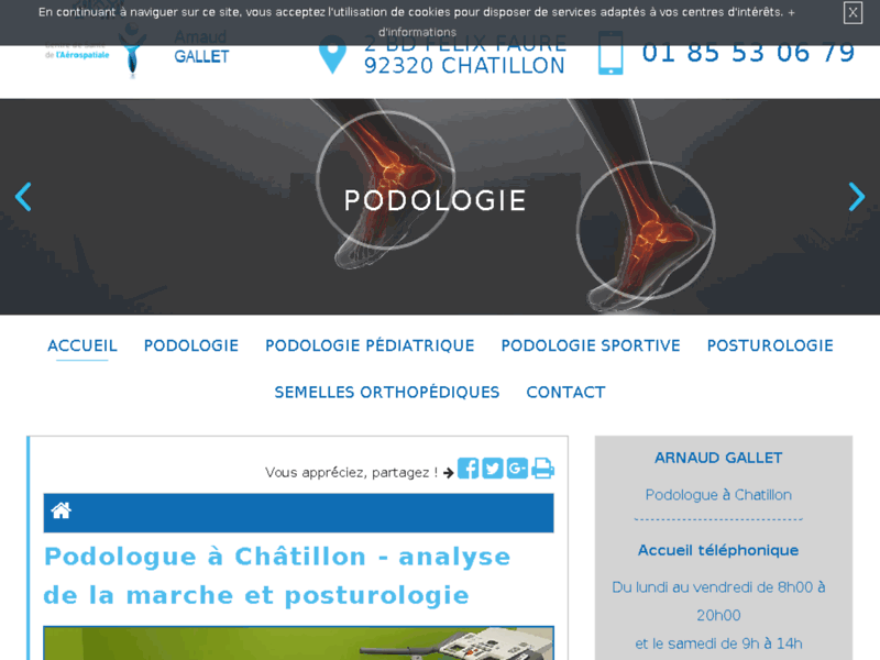 Screenshot du site : Podologue à Châtillon - Arnaud Gallet