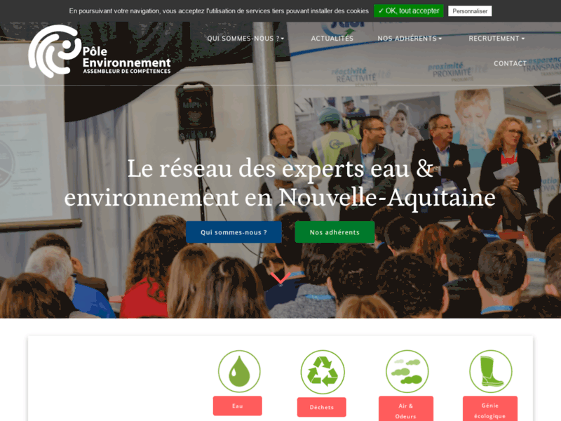 Screenshot du site : Pôle Environnement Nouvelle-aquitaine