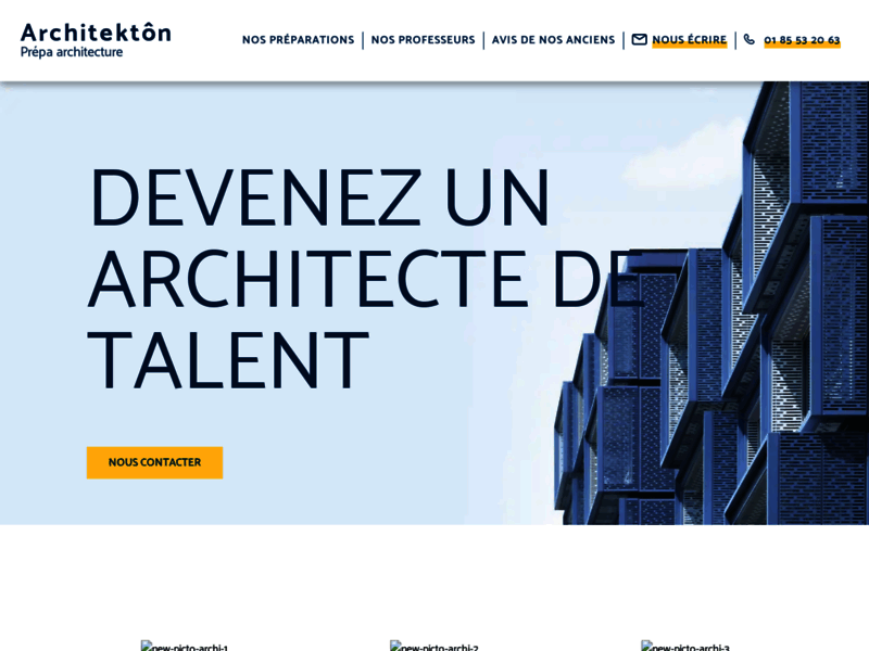 Screenshot du site : Prépa architecture Architektôn