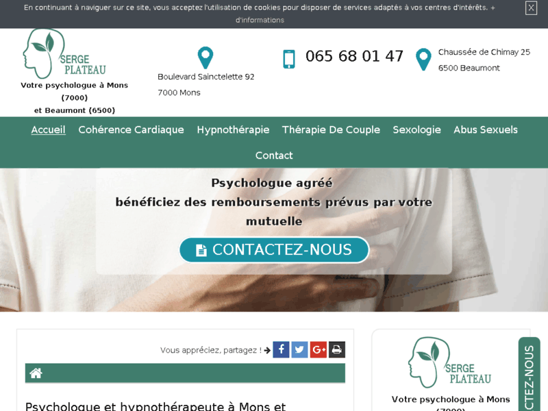 Screenshot du site : Votre cabinet de psychologie à Mons