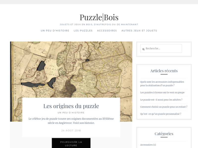 Screenshot du site : Puzzle|Bois, le blog des passionnés de puzzles