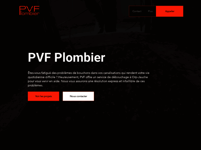 Screenshot du site : PVF Plombier