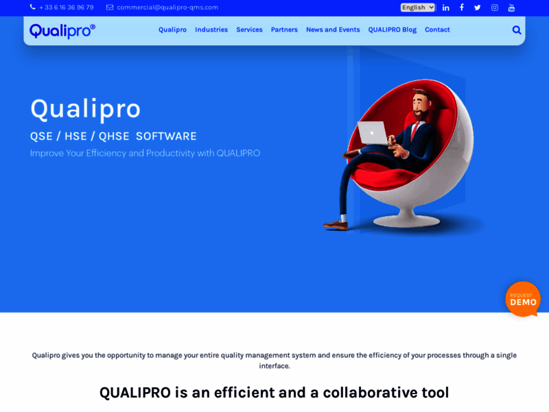 Screenshot du site : QUALIPRO Logiciel Qualité /QHSE