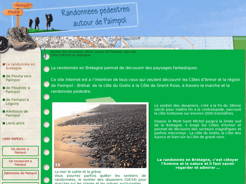 Screenshot du site : Randonnée Bretagne