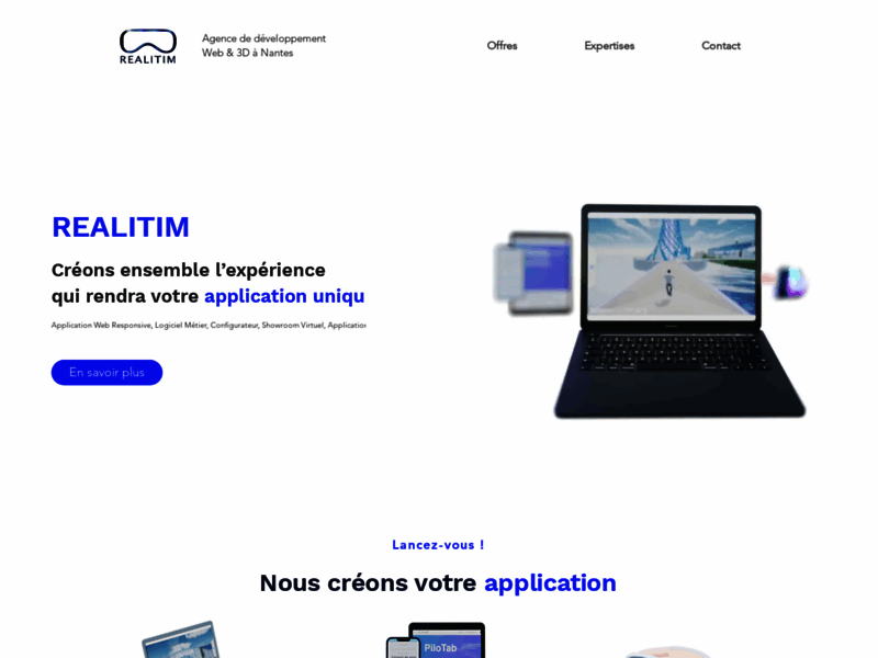 Screenshot du site : REALITIM, Solutions de réalité virtuelle