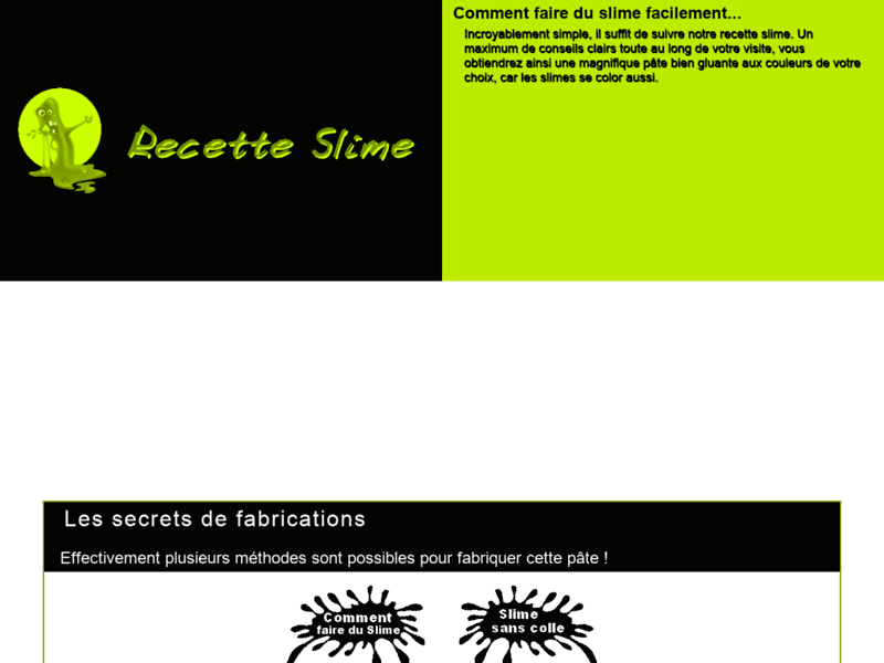 Screenshot du site : Recette slime facile