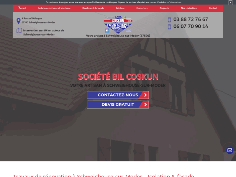 Screenshot du site : Ravalement de façade à Schweighouse-sur-Moder