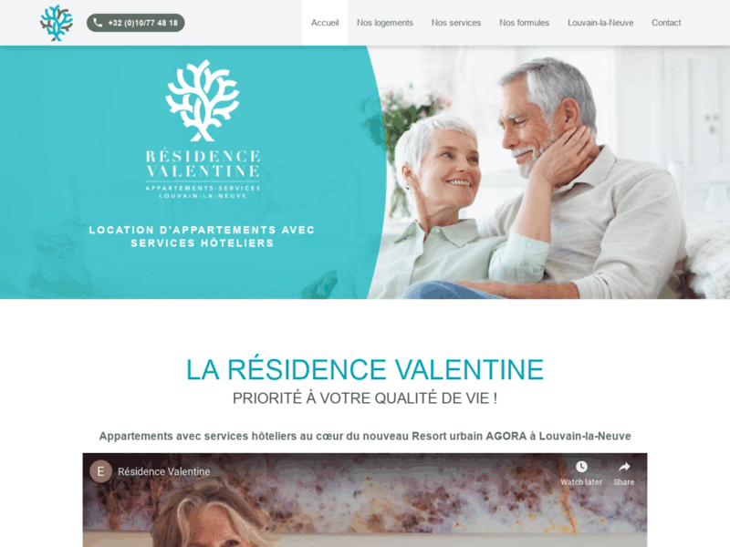 Screenshot du site : Résidence Valentine