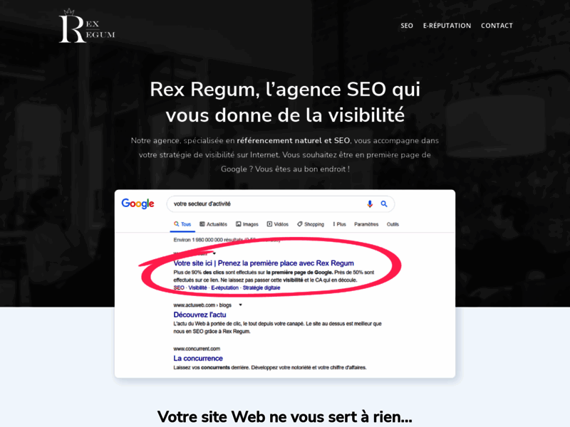 Screenshot du site : Rex Regum - Agence Web à Lille