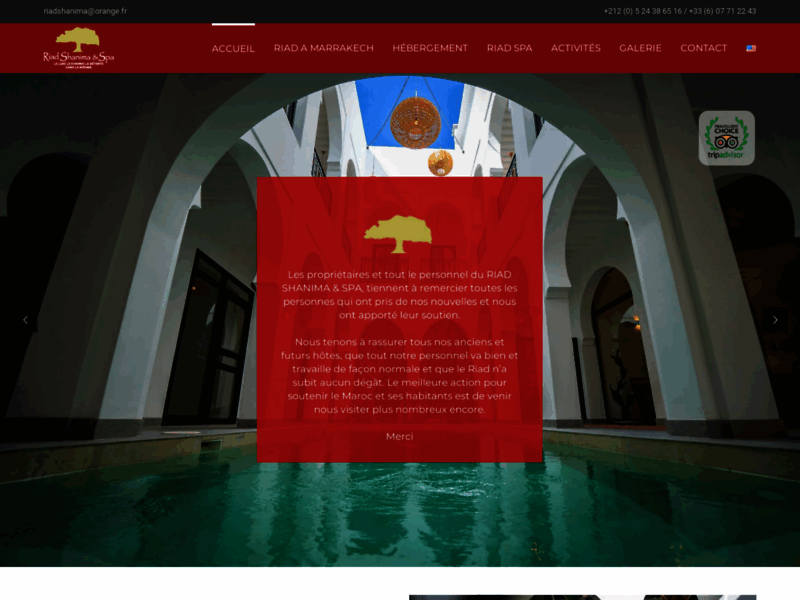 Screenshot du site : Riad Marrakech