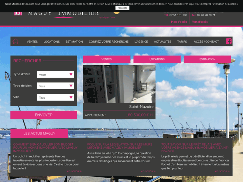 Screenshot du site : Agence immobilière à Saint-Marc-sur-Mer : Maguy