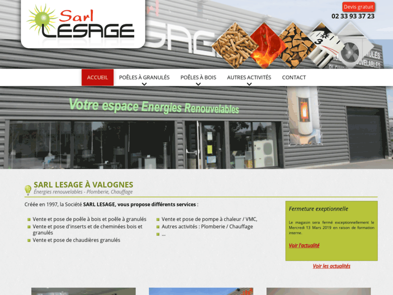 Screenshot du site : Electricité Lesage