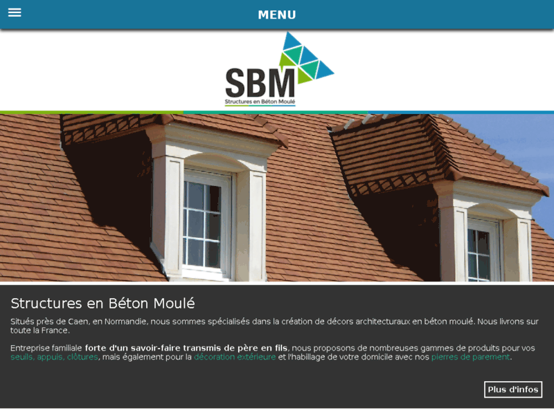 Screenshot du site : SBM - vente et conception de décors architecturaux