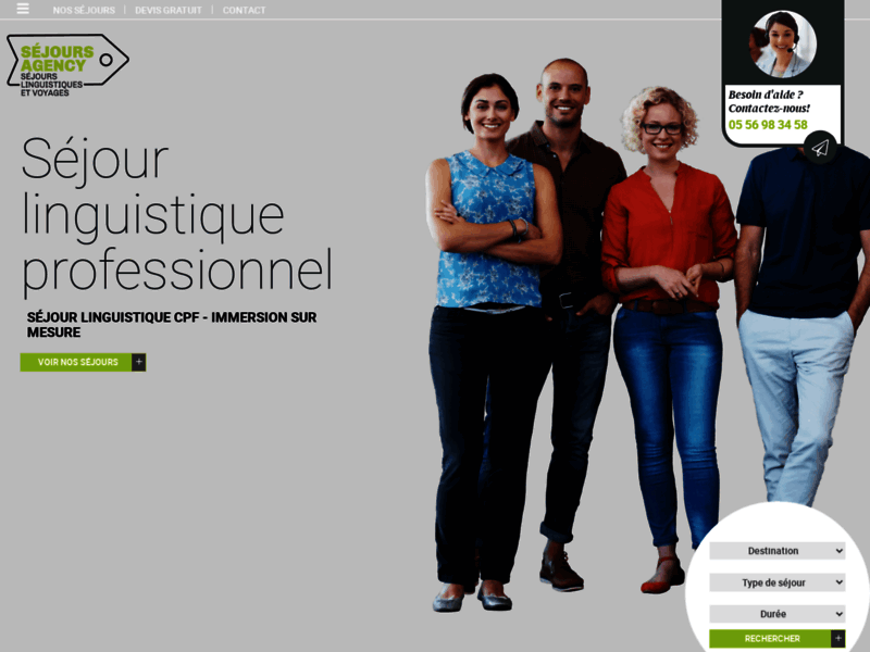 Screenshot du site : Séjours Agency