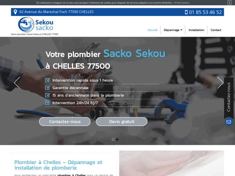 Screenshot du site : Travaux de dépannage plomberie à Chelles