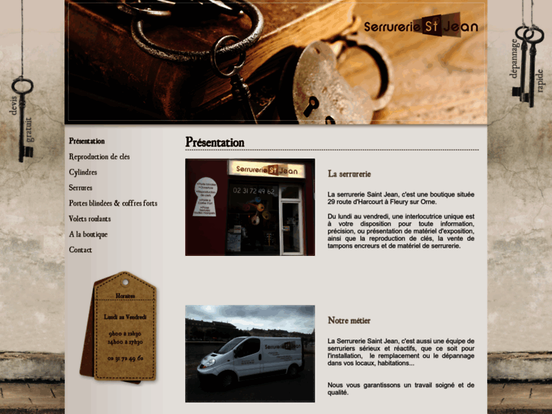 Screenshot du site : Serrurerie Saint Jean