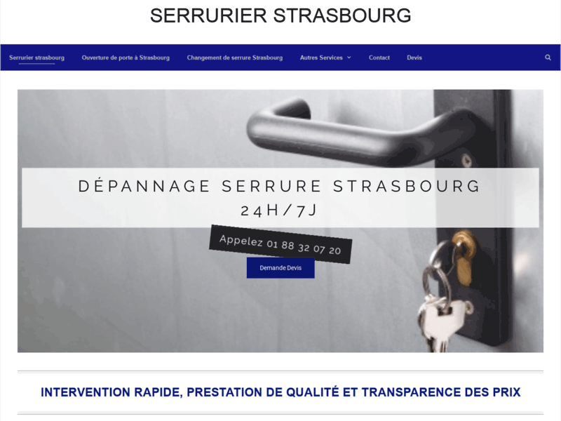 Screenshot du site : DÉPANNAGE SERRURIER STRASBOURG 24H/7J