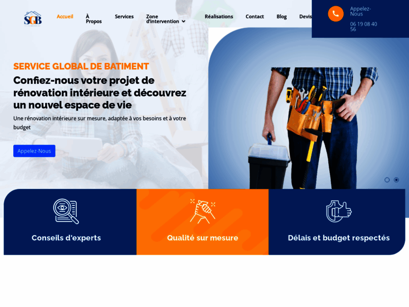 Screenshot du site : Rénovation d'Intérieur de Qualité en Paris