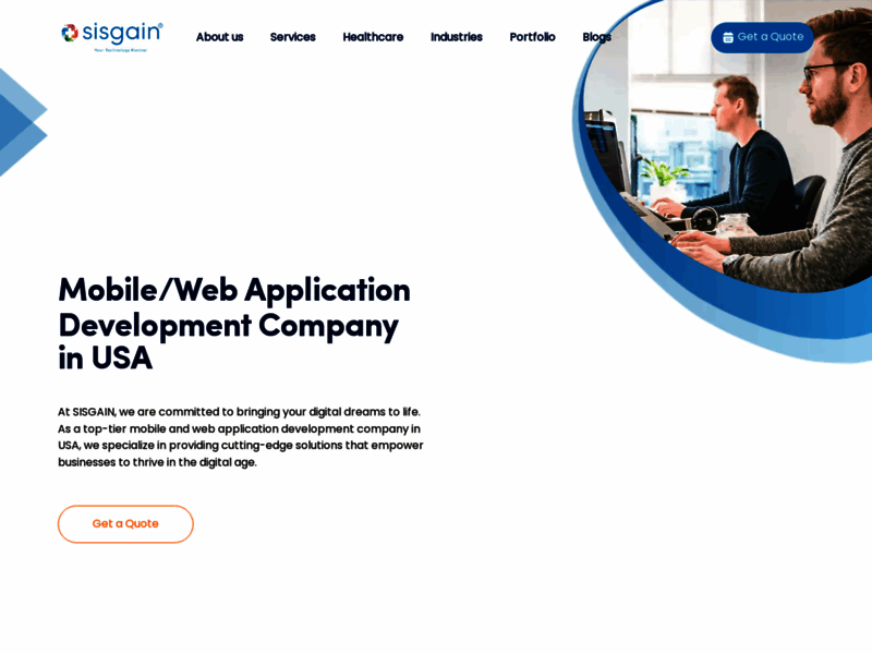 Website's screenshot : SISGAIN : Mobile App Development Company in USA