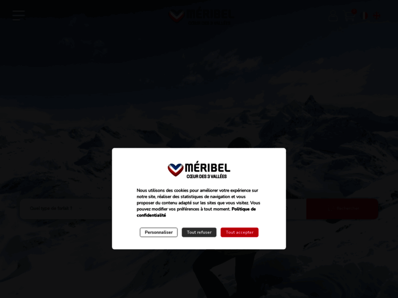 Screenshot du site : Achat/Rechargement forfaits de ski - 3 Vallées