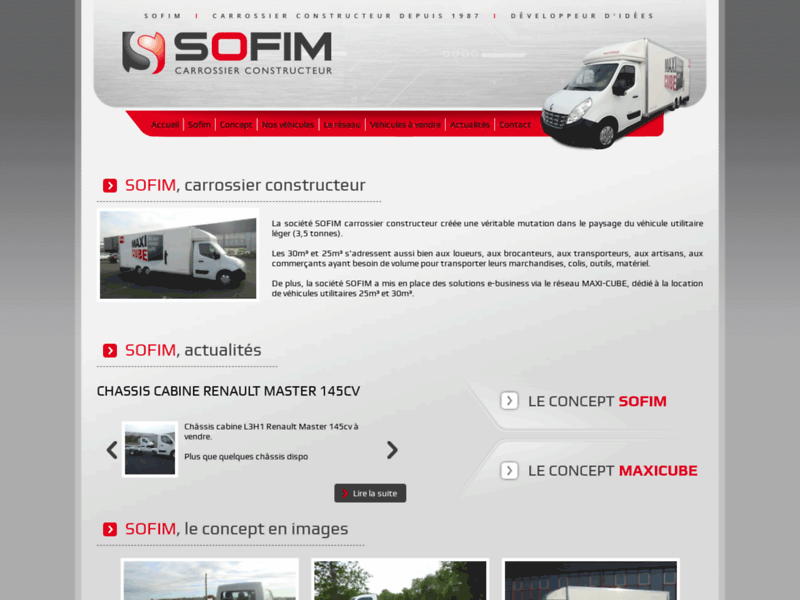 Screenshot du site : SOFIM - Location d’utilitaires