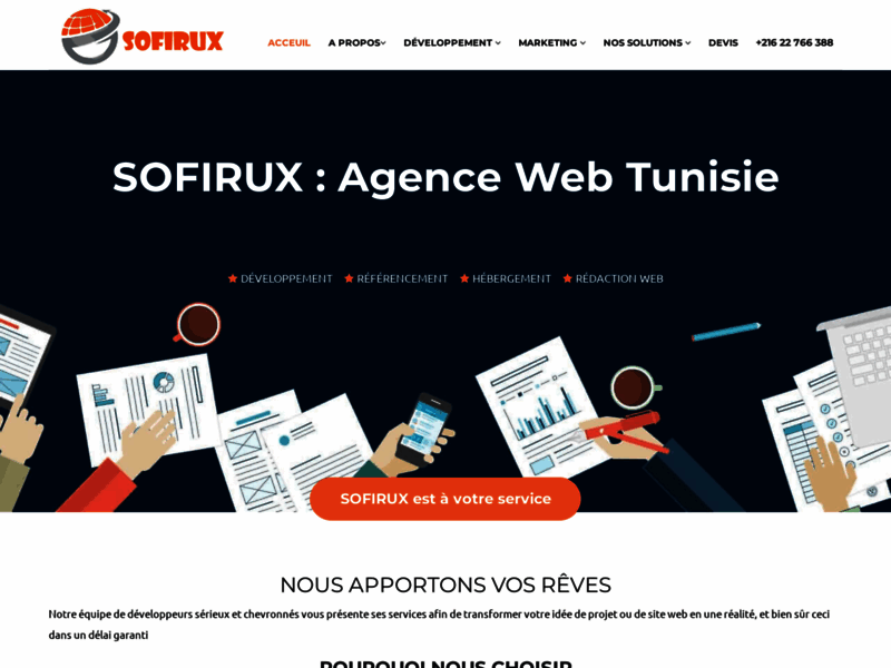 Screenshot du site : Agence Web et SEO en Tunisie SOFIRUX