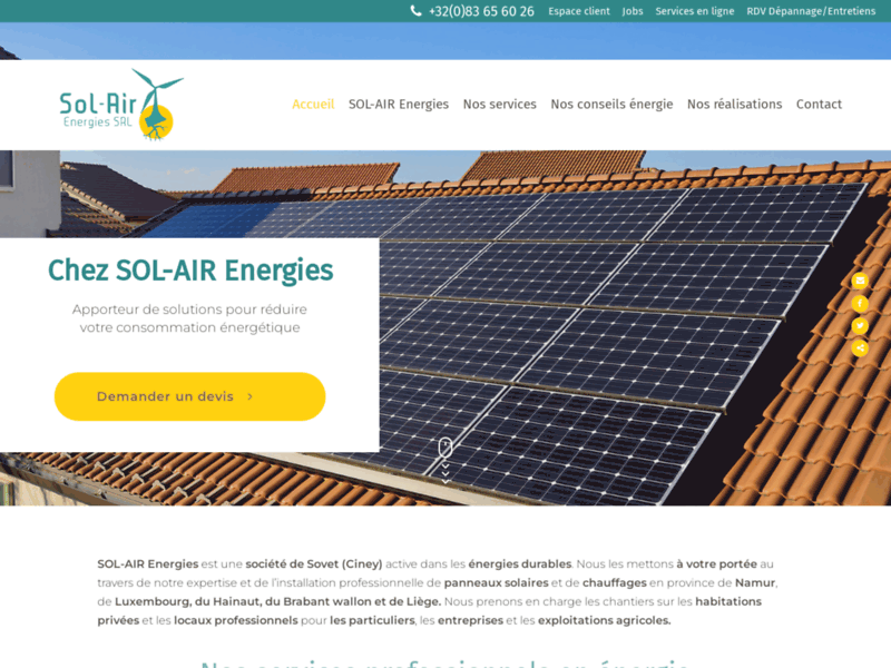 Screenshot du site : SOL-AIR Energies