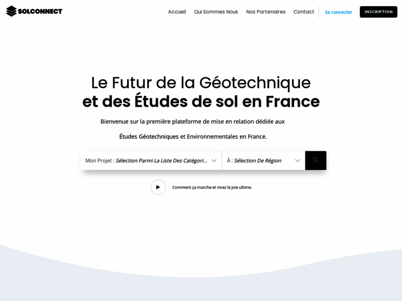 Screenshot du site : SolConnect : Géotechnique, Études de sol en France
