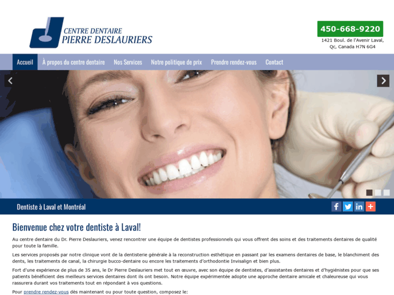 Screenshot du site : Centre dentaire Laval