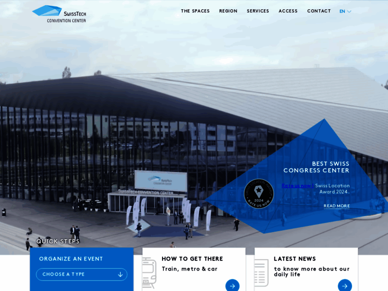 Screenshot du site : Centre de congrès en Suisse
