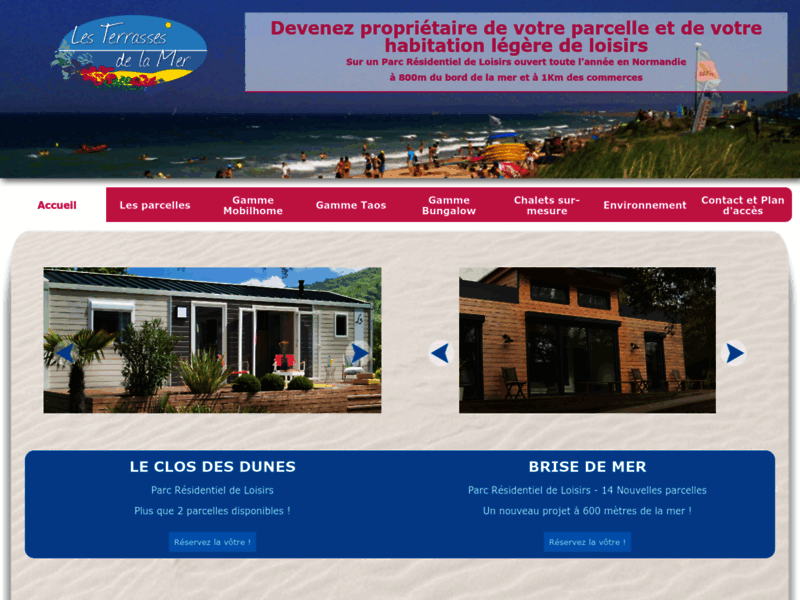 Screenshot du site : Les terrasses de la Mer - PRL en Normandie