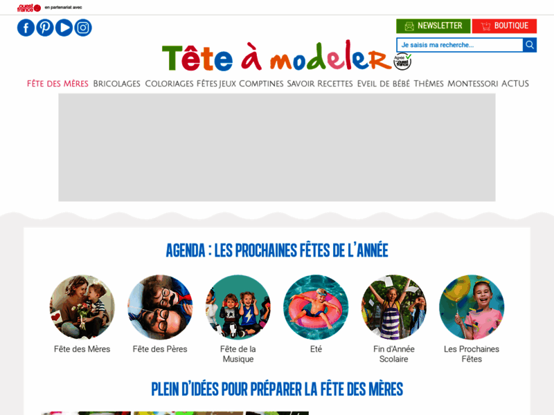 Screenshot du site : Tête à modeler - des activités pour les enfants