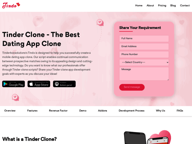 Site screenshot : Tinder Clone Script