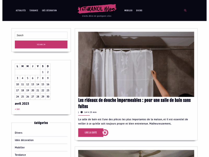Screenshot du site : Titiranol - Blog des Tendances Mode, Déco, Beauté