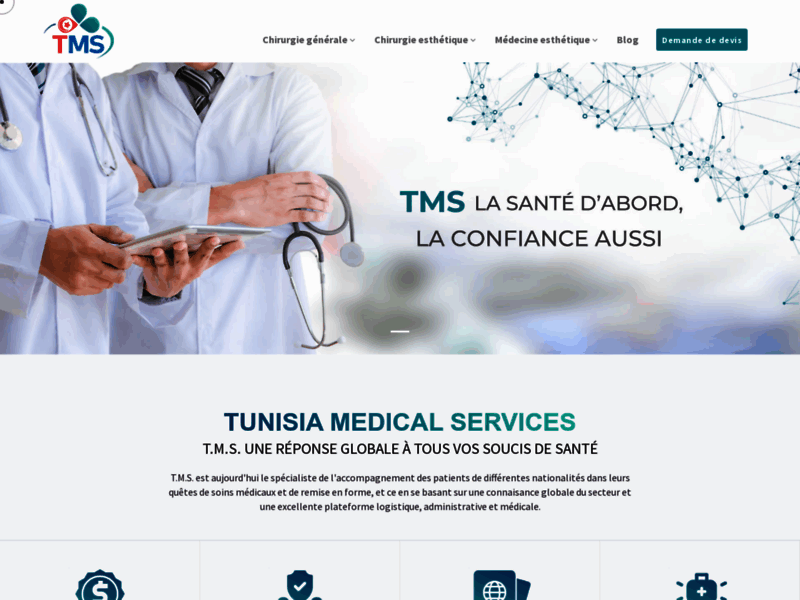 Screenshot du site : Demandez votre devis médicale en ligne avec TMS