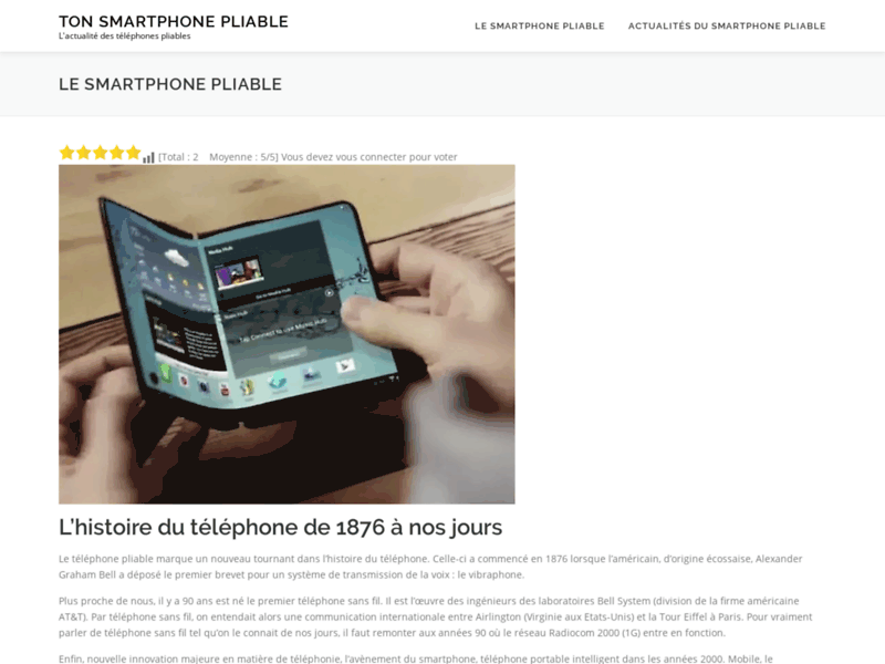 Screenshot du site : Ton Smartphone Pliable