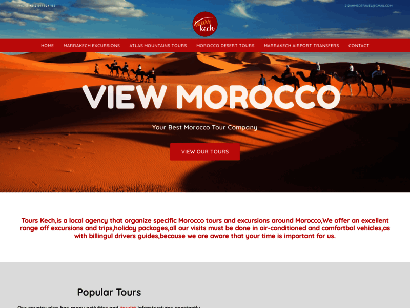 Site screenshot : Tours Kech - Atlas trekking in Morocco,private Mer