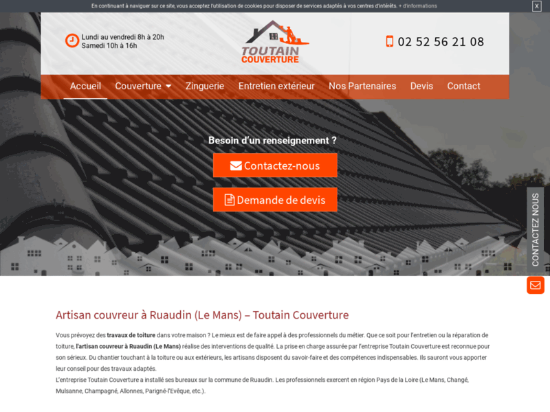 Screenshot du site : Expert en entretien toiture à Ruaudin