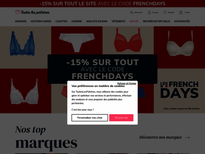 Screenshot du site : Toutes Les Poitrines vous habille