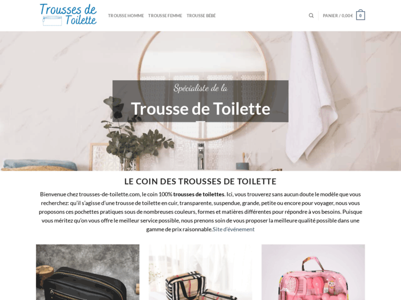 Screenshot du site : Trousses de Toilette